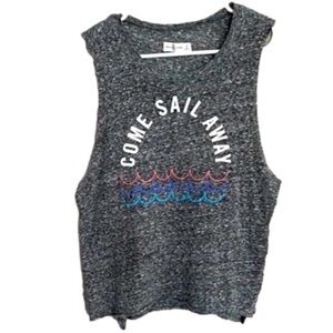 Abercrombie & Fitch Roll Hem Top Sailboat Daydream Come Sail Away